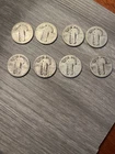 Lot of 8 Cull Standing Liberty Quarters 90% Silver.Circulated.Not Graded