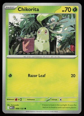 Chikorita 008/132 Common Mega Evolution Pokemon Near Mint