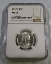 1937 S - Washington Quarter - NGC MS65