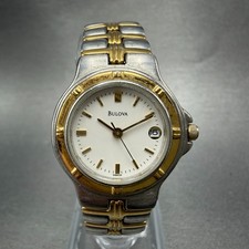 Bulova Watch Women 25mm White Dial Two Tone Date Round 98M36 New Battery NURC