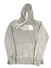 The North Face Hoodie Womens Medium Grey Pullover Sweatshirt Spellout Logo Gym