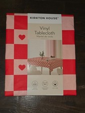 Valentine's Day Red Pink Love Heart Vinyl Tablecloth Oblong 52x70 