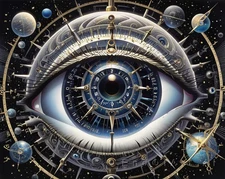Abstract Surrealism Celestial Eye Clock Canvas Wall Art Picture