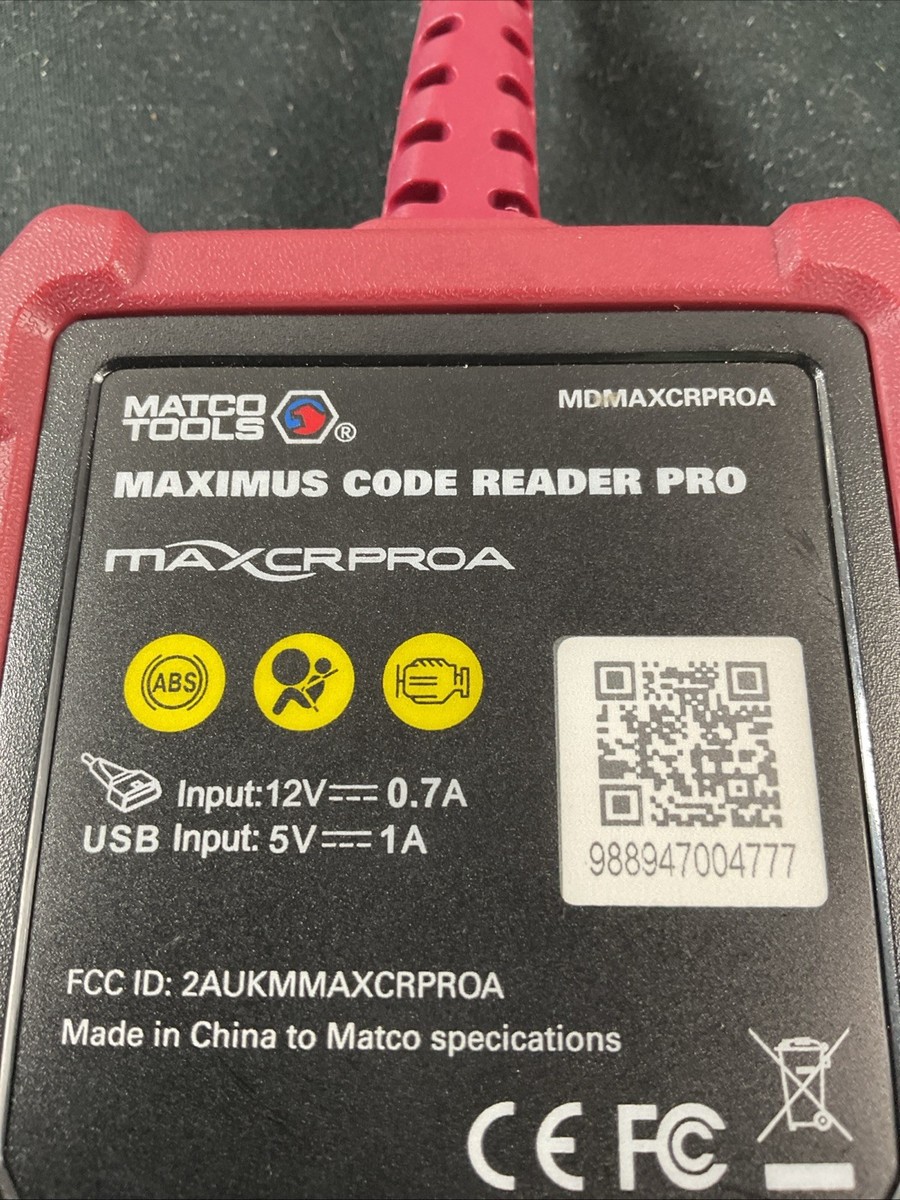 MATCO TOOLS MDMAXCRPROA Maximus Code Reader Pro Tested | eBay