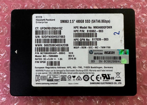 HPE 816962-003 SM863 480GB SATA 2,5'' SSD 6Gbps (ohne Caddy)
