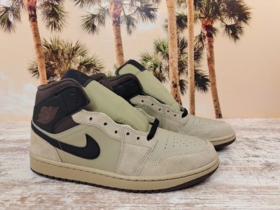 Nike Air Jordan 1 Mid 'Khaki Black' Baroque Brown HV6422-200 Men's Size 14 NEW