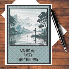 Set of 4 Masculine Fishing Themed Card Kit: DIY Paper Craft A2 Size w/Envelopes
