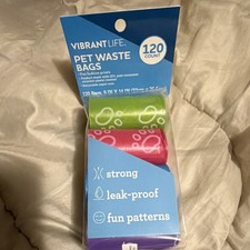 Vibrant Life Strong Leak-Proof Pet Waste Bags 120 Count Fun Patterns