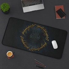Lord of the Rings Script and White Tree of Gondor Gaming Desk Mat Mouse Pad