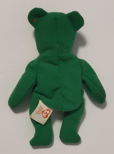 TY Teenie Beanie Babies Erin El Oso Verde Con Trébol Blanco 1993 - SIN ETIQUETA - Imagen 3 de 5