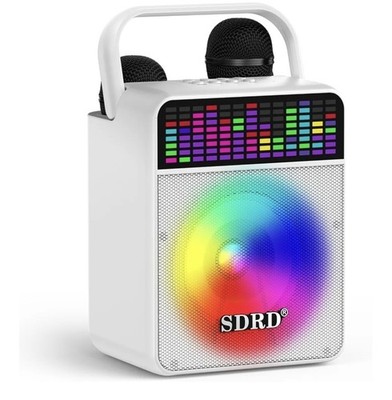 Karaoke Maschine für Erwachsene, Tragbarer Lautsprecher mit 2 Mikrofonen - Weiß - UVP:60£