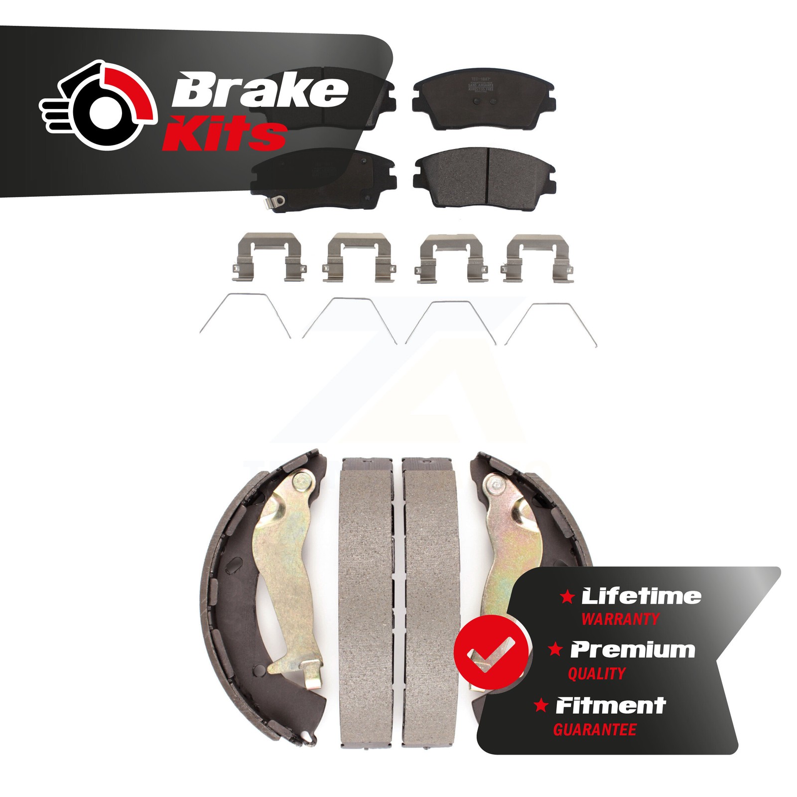 Front Rear Ceramic Brake Pads & Drum Shoe Kit For 2017-2020 Hyundai Elantra 1.6L