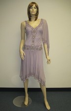 Sue Wong Nocturne Dress Y2K Cocktail 63 Flapper SILK chiffon lavender Purple New