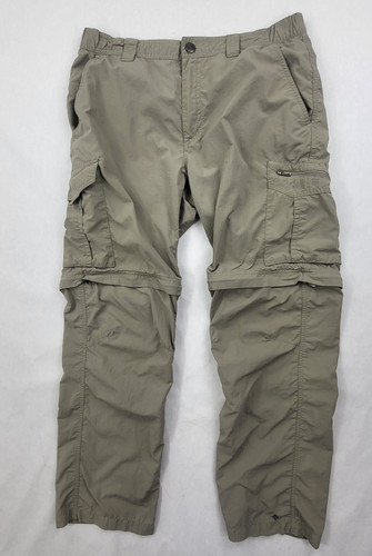 Columbia Pants Mens Beige Convertible Cargo Omni Shade Hiking Size 34x30 Flaw