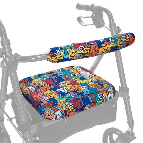 Universal Rollator Walker Seat and Backrest Covers (Dogs)
