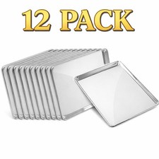 12 Pack Full Size Aluminum Sheet Bun Pans 18  x 26  Commercial Baking Sheets NEW
