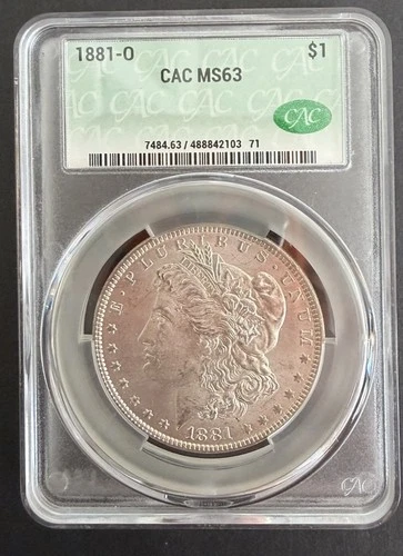 1881 O MORGAN DOLLAR CACG Holder MS 63