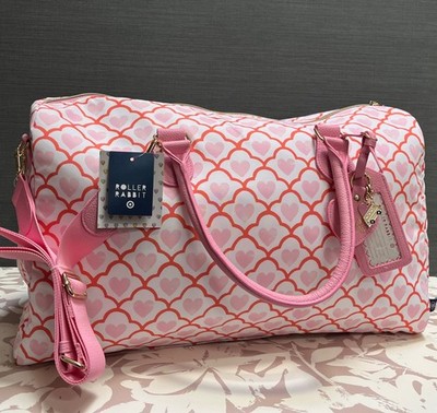 Roller Rabbit x Target Pink Geo Hearts Softside Overnight Duffel Bag