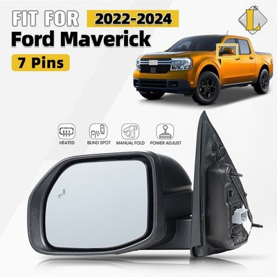Side Mirror For 2022-2024 Ford Maverick W/BSD & Heated &Power Adjust Left 7 Pins