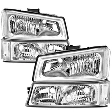Chrome Headlights + Signal Bumper Lamps For 2003-2006 Chevy Silverado Left&Right
