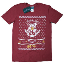 Image of Official Harry Potter T Shirt Hogwarts Crest Wizard School New Red Medium