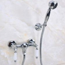 Polished Chrome Brass Bathroom Handheld Spray Shower Faucet Set Mixer Tap 2na283