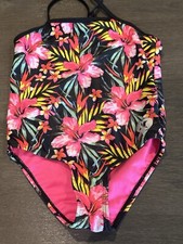Hurley Girls UPF 50 One Piece Quick Dry Swimsuit Youth Size 5 6 Pink Floral