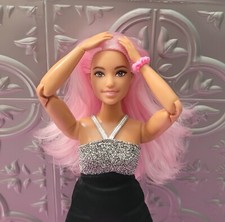 Nude Hybrid Barbie Doll, Curvy Long Pink Hair, Made to Move Body, Pick Outfit!