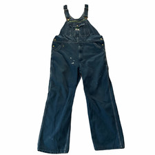 Vintage Liberty Denim Bib Overalls 38 x 30 Med Wash Buttons Pockets Metal Zipper