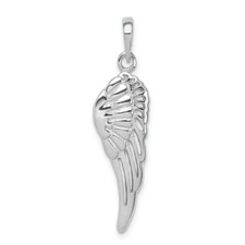 .925 Sterling Silver Polished  Textured Small Angel Wing Pendant