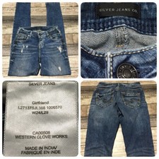Silver Jeans Girlfriend Jeans Women 24x29 Med Wash Blue Denim Stretch Read J6
