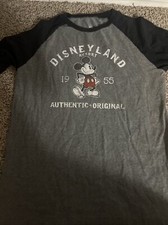 Disney Parks Mickey Mouse Raglan Baseball Tee Men's Medium Gray 1955 Authentic