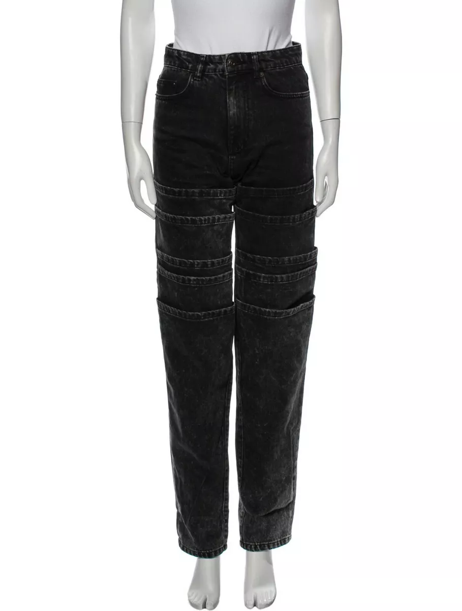 Y/PROJECT Mid-Rise Straight Leg Jeans Size: S Black Stonewash