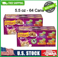 64 Cans Purina Friskies Poultry Pate Favorites Wet Cat Food Variety Pack, 5.5 oz