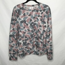 Sundry Women's Sz 3 Large Pink Gray Print Cozy Lounge Pullover Sweatshirt