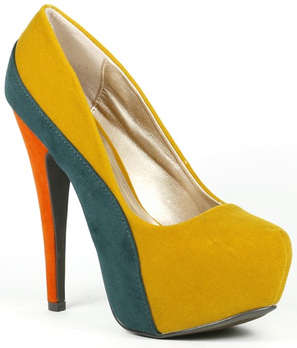 yellow platform pumps