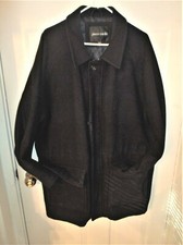 Pierre Cardin Coat LARGE Black Wool Nylon Ful...