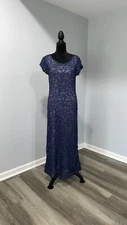 Carole Little size 8 dress blue lace over lavender purple slip special occasion