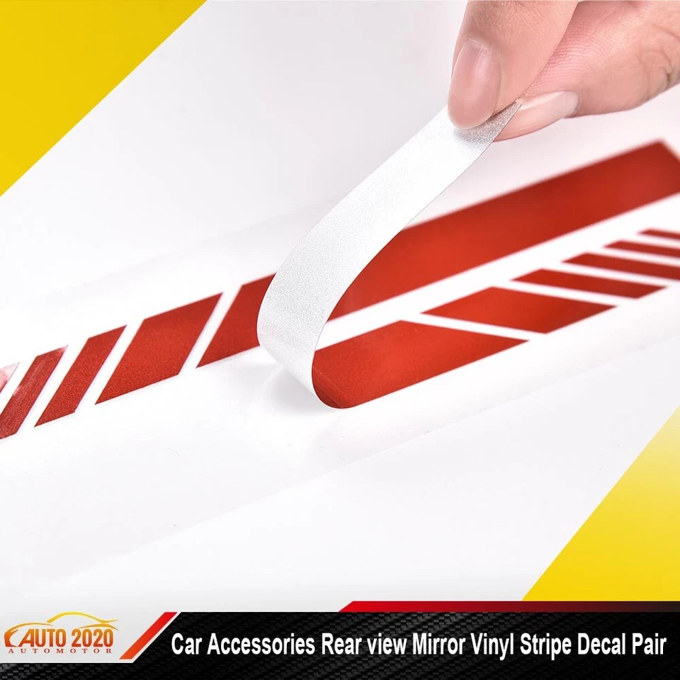 Red 5D Rearview Mirror Cover Car Sticker Trim Reflective Stripe Decal Waterproof Foto 4 de 4