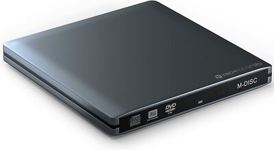 techPulse120 USB 3.0 & Type C M-Disc externer DVDRW CDRW Brenner Writer Alu Grau