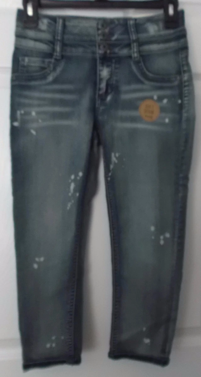 Jean Capri Justice Pour Fille, Denim Vieilli Délavé Moyen - Taille 10.5 (fille 6-12 Ans)