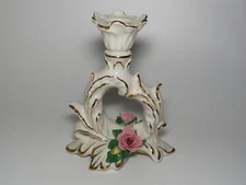Dresden Karl Klette Heart Candle Holder With Applied Flowers - MINT