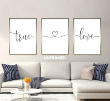 True Love, Set of 3 Prints, Minimalist Art, Home Wall Decor, Multiple Sizes