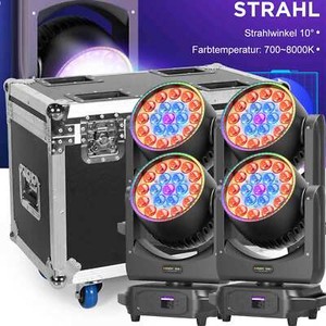 4x 19X20W RGBW Wash Zoom Beam Moving Head LED dj Bühnenlicht DMX mit Flightcase