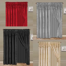 4PC LEAF DESIGN SILKY VALANCE PANEL SHEER ROD POCKET WINDOW CURTAIN TREATMENT