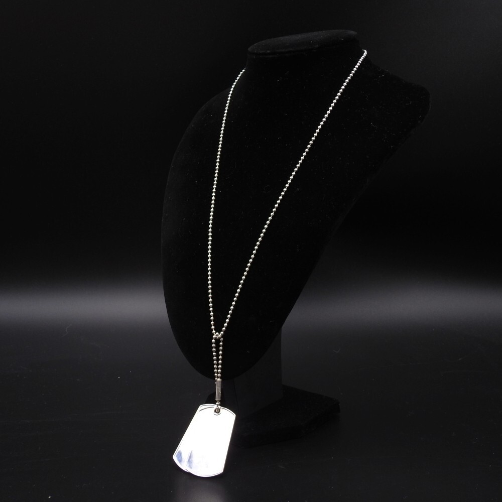 GUCCI Double Dog Tag Pendant Necklace Sterling Silver 925 Logo