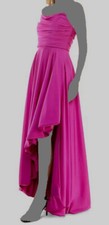 Taylor Women's Pink Ruched Strapless Asymmetric-Hem Gown Dress Size 10