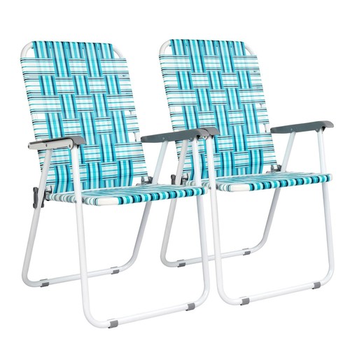 Set of 2 Outdoor Patio Beach Chair Garden Yard Portable Webbed Folding Chairs