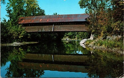 #ad Kissing Bridge Spanning Missisquoi River Troy Vermont VT Postcard UNP VTG Koppel $4.49