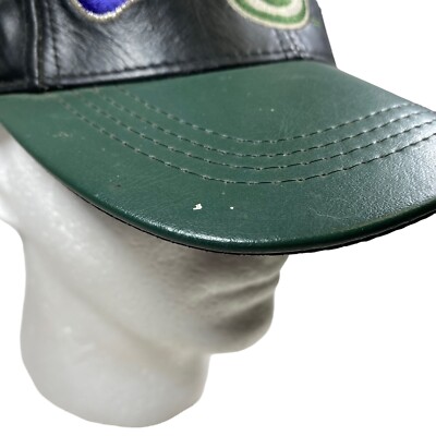 Vintage Green Bay Packers Leather Hat Cap Snap Back Super Bowl